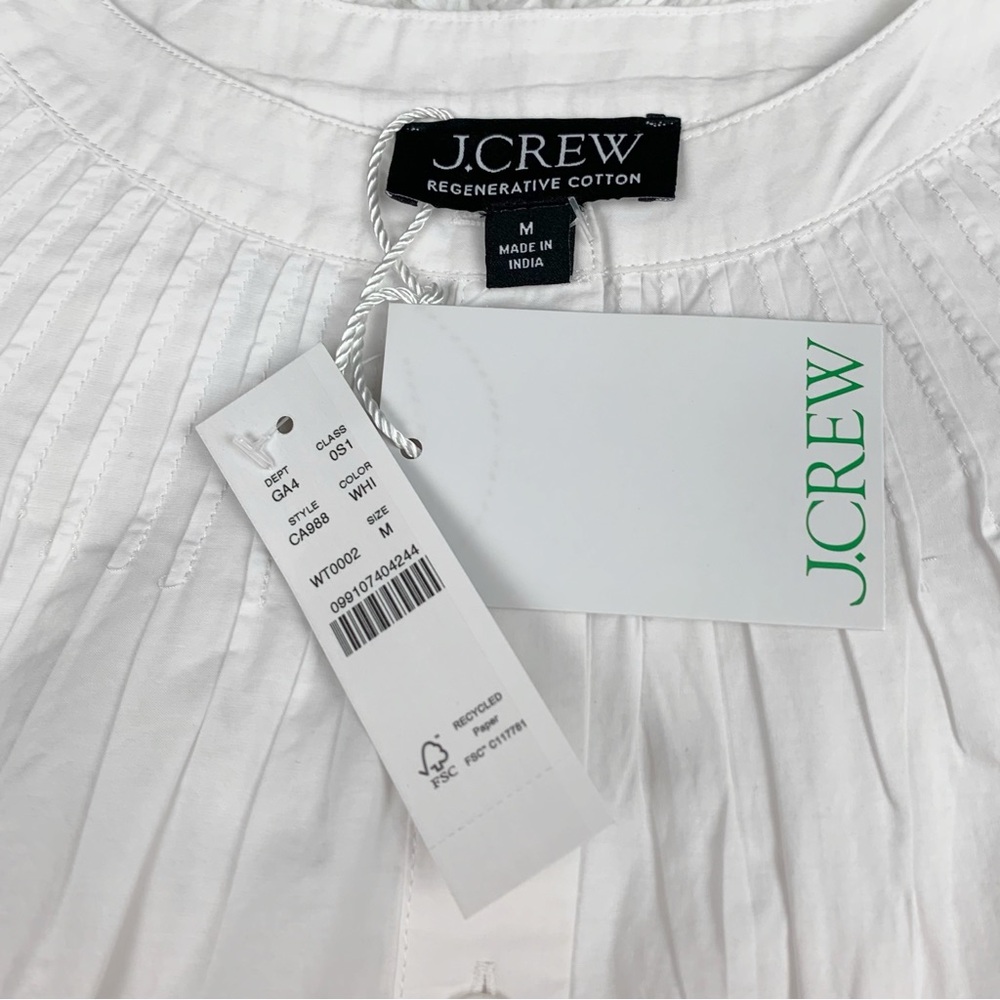 J Crew short sleeve Jolie dress in eyelet cotton poplin‎ button front in white - Picture 4 of 12
